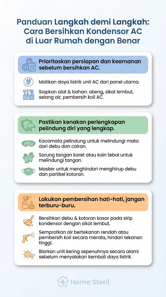 Panduan Langkah demi Langkah: Cara Bersihkan Kondensor AC di Luar Rumah dengan Benar