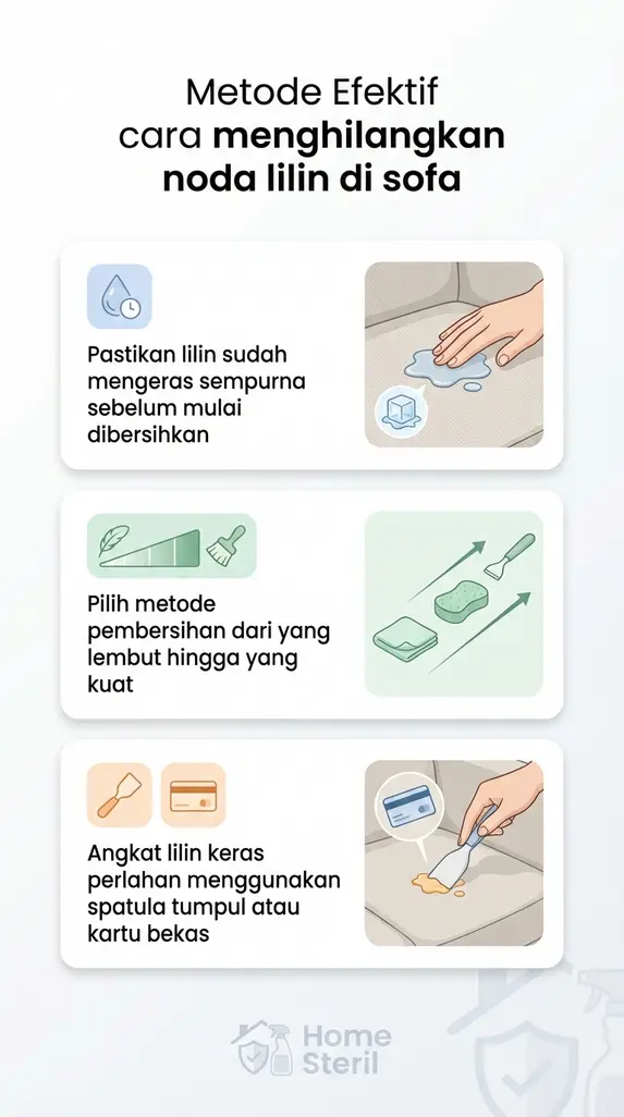Metode Efektif cara menghilangkan noda lilin di sofa