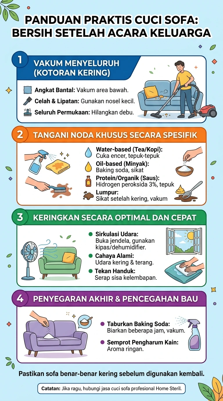 Infografik : Panduan Praktis Cuci Sofa : Bersih Setelah Acara Keluarga