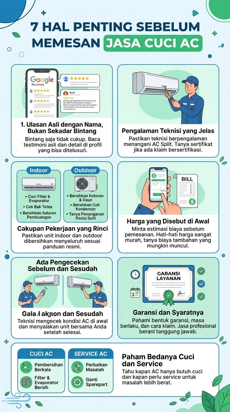 Infografik : 7 Hal Penting Sebelum Memesan Jasa Cuci Ac