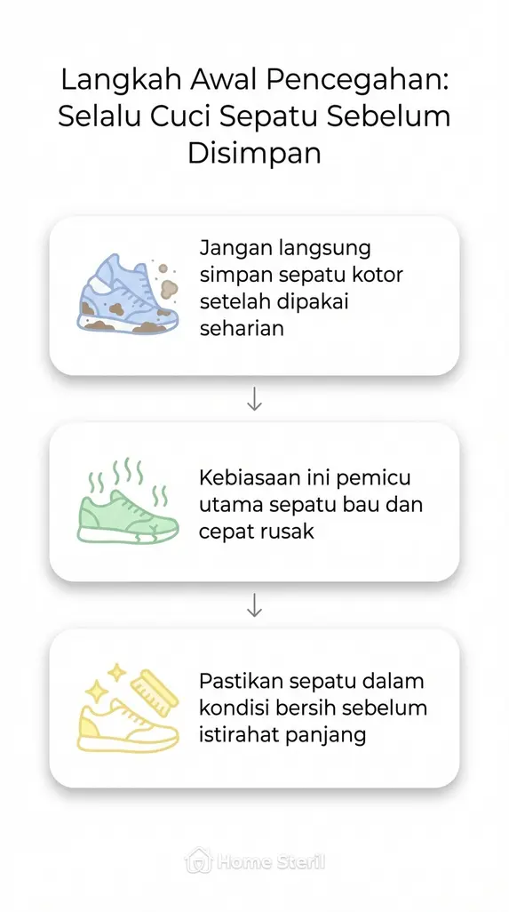Langkah Awal Pencegahan: Selalu Cuci Sepatu Sebelum Disimpan