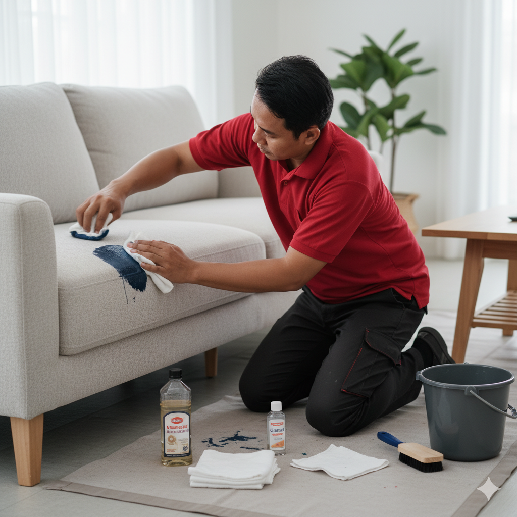 Cara Membersihkan Sofa dari Noda Cat Minyak