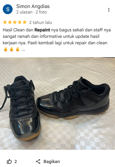 Ulasan Pelanggan Jasa Repaint Sepatu Sneakershoot