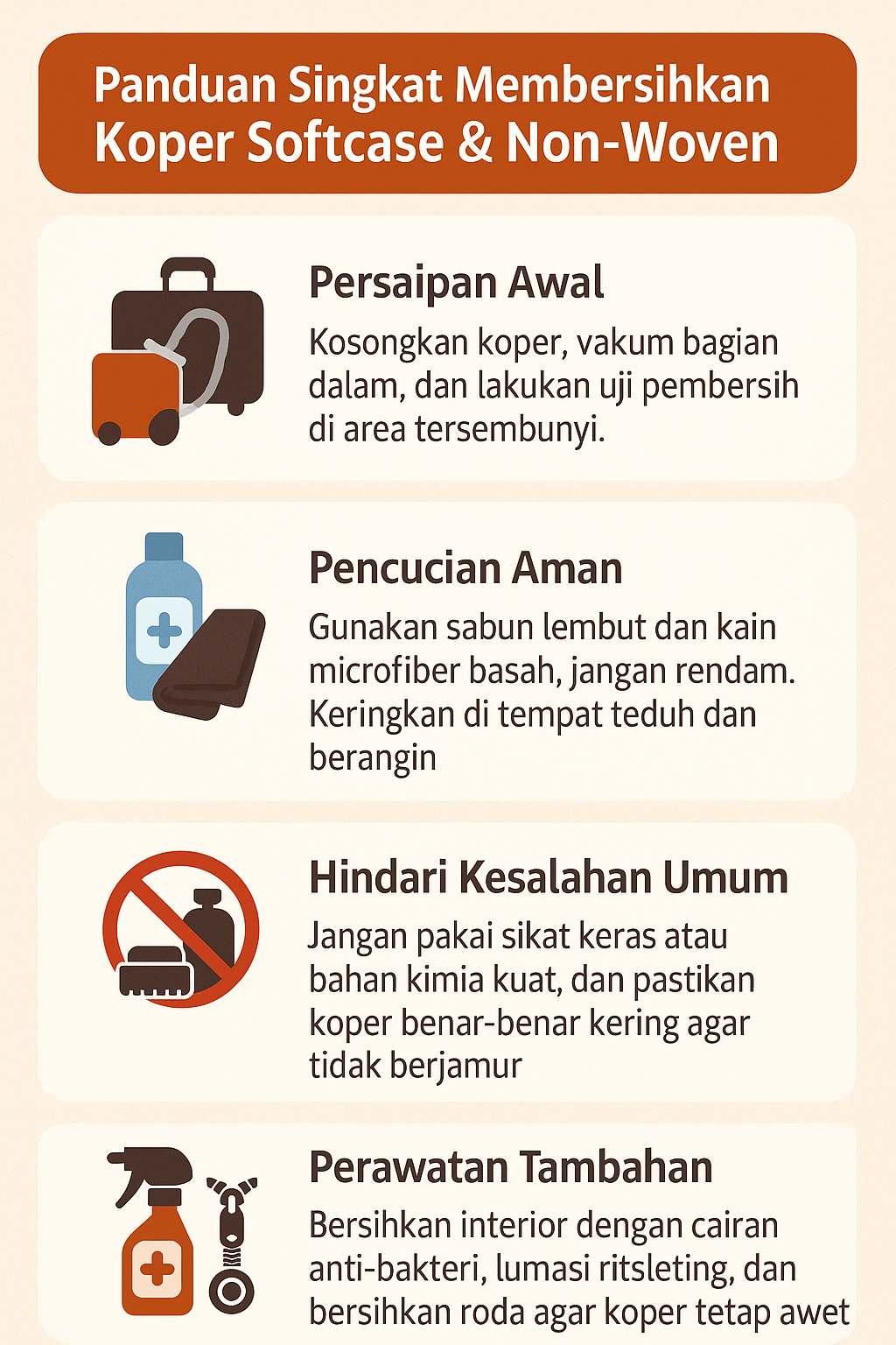 Panduan Singkat Membersihkan Koper Softcase & Non-Woven