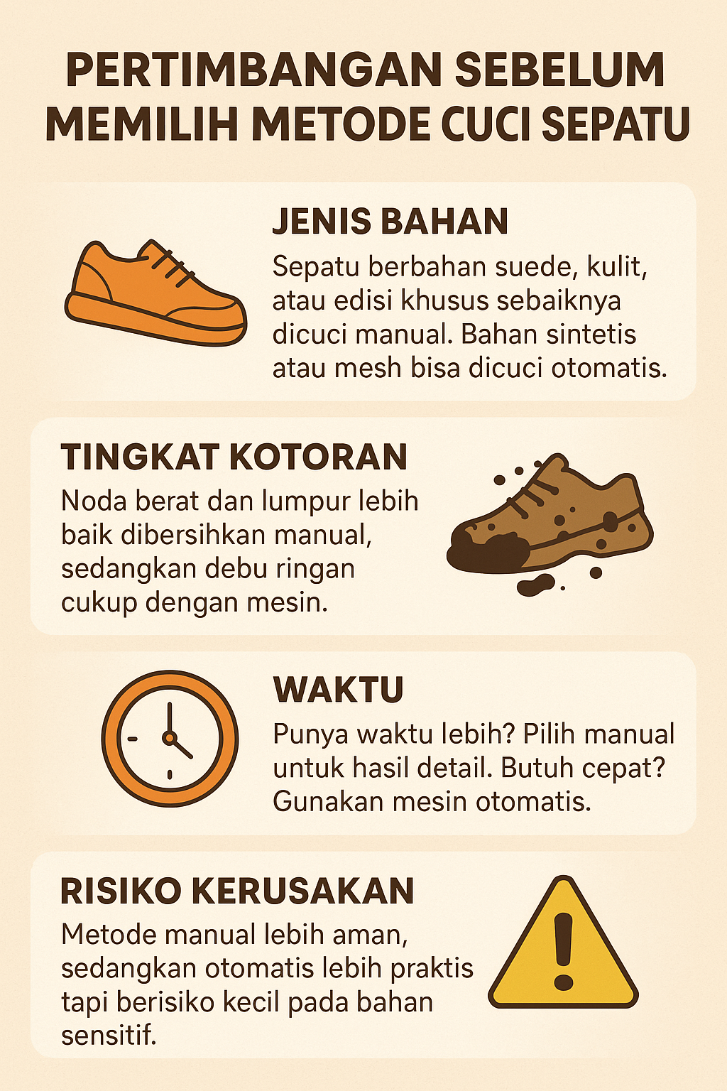 Pertimbangan Sebelum Memilih Metode Cuci Sepatu