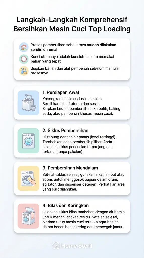 Langkah-Langkah Komprehensif Bersihkan Mesin Cuci Top Loading