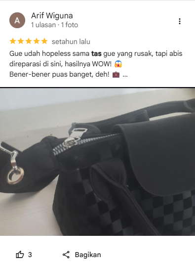 Testimoni Pelanggan Reparasi Tas&nbsp;di Sneakershoot