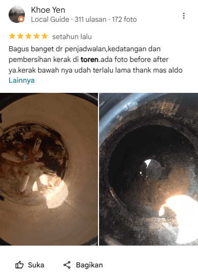Review Pelanggan Menggunakan Jasa Cuci Toren di Home-Steril.com