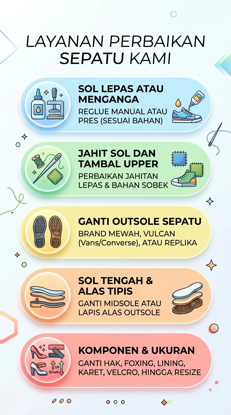 Infografik :  Layanan Perbaikan Sepatu Kami