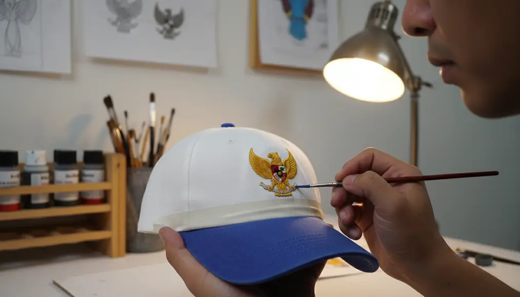 Langkah-Langkah Detail Pengerjaan Repaint Topi dengan Masking Logo