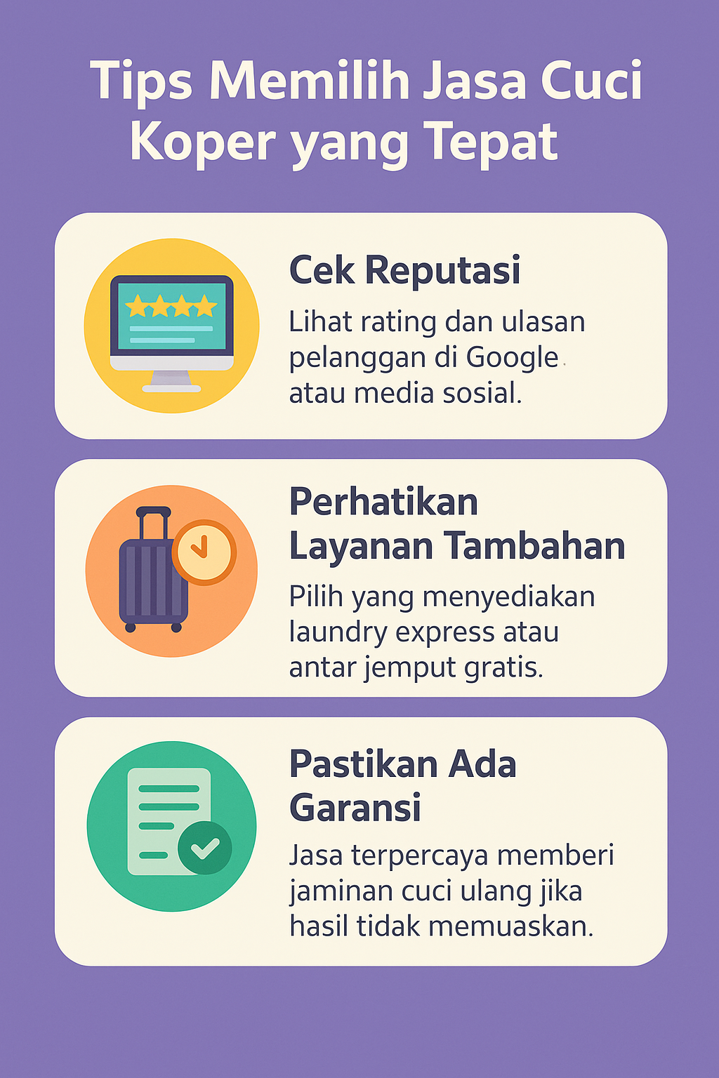 ChatGPT said:  Tips Memilih Jasa Cuci Koper yang Tepat