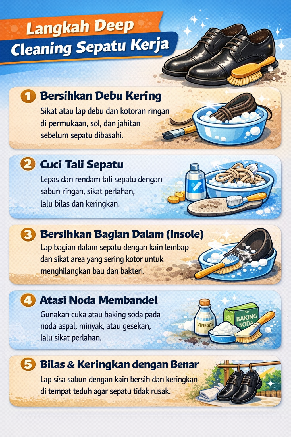 Langkah Deep Cleaning Sepatu Kerja