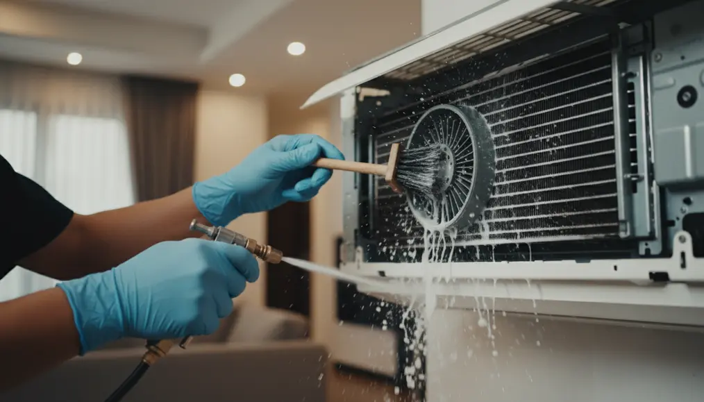 Proses Deep Cleaning AC Profesional di Home Steril