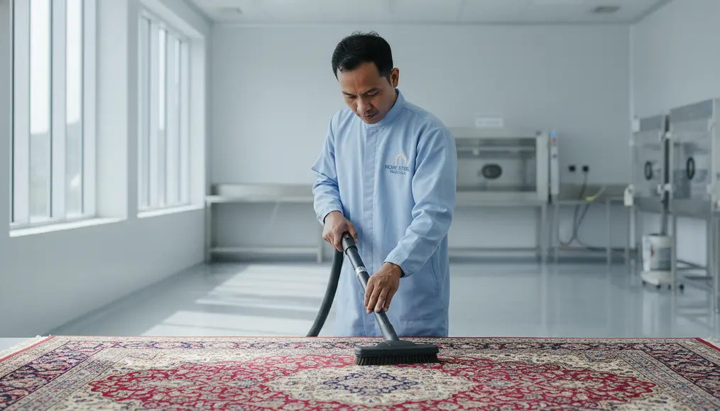 Proses Cuci Karpet Sutra Profesional oleh Home Steril