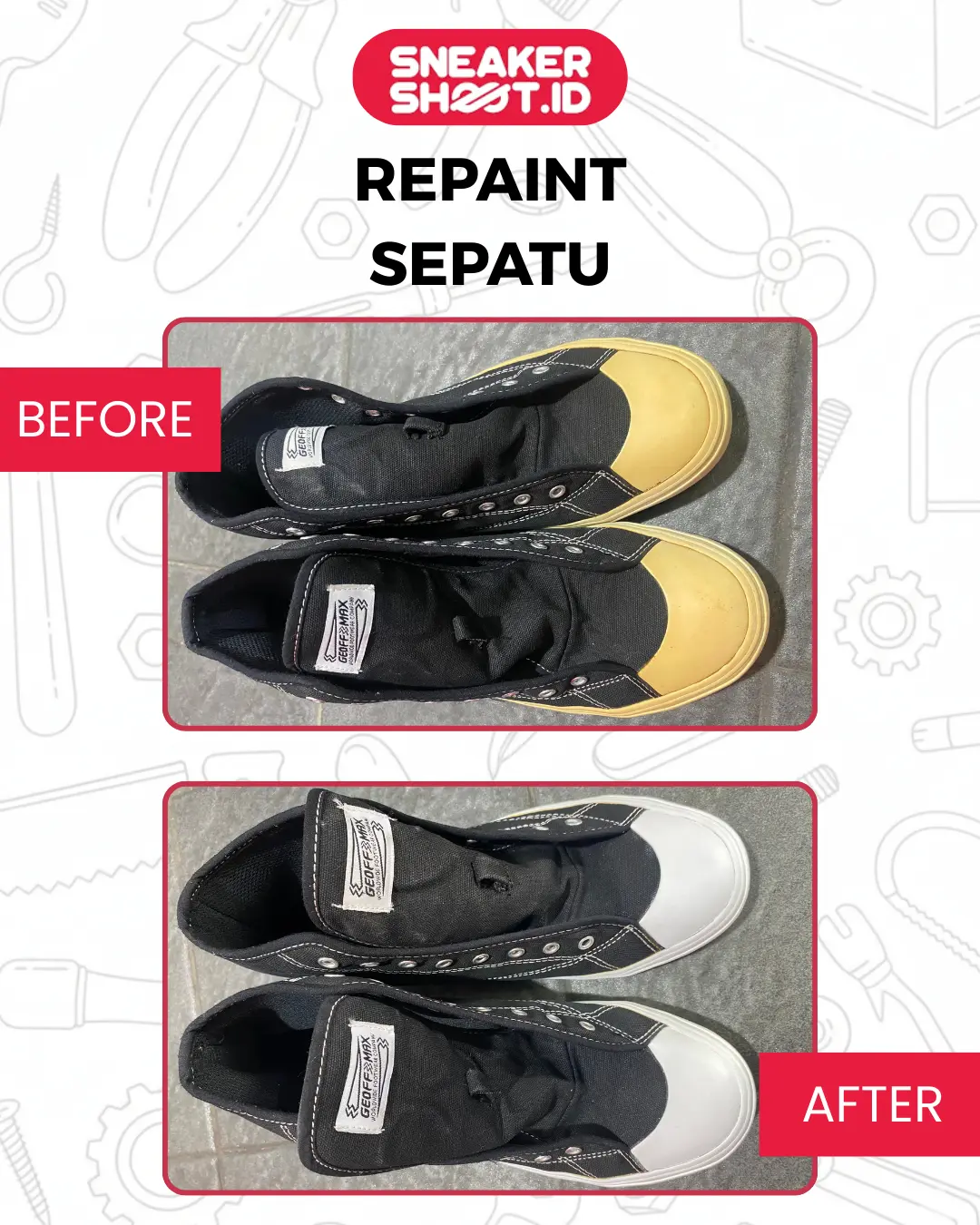 Before dan After Repaint Sepatu di sneakershoot.id
