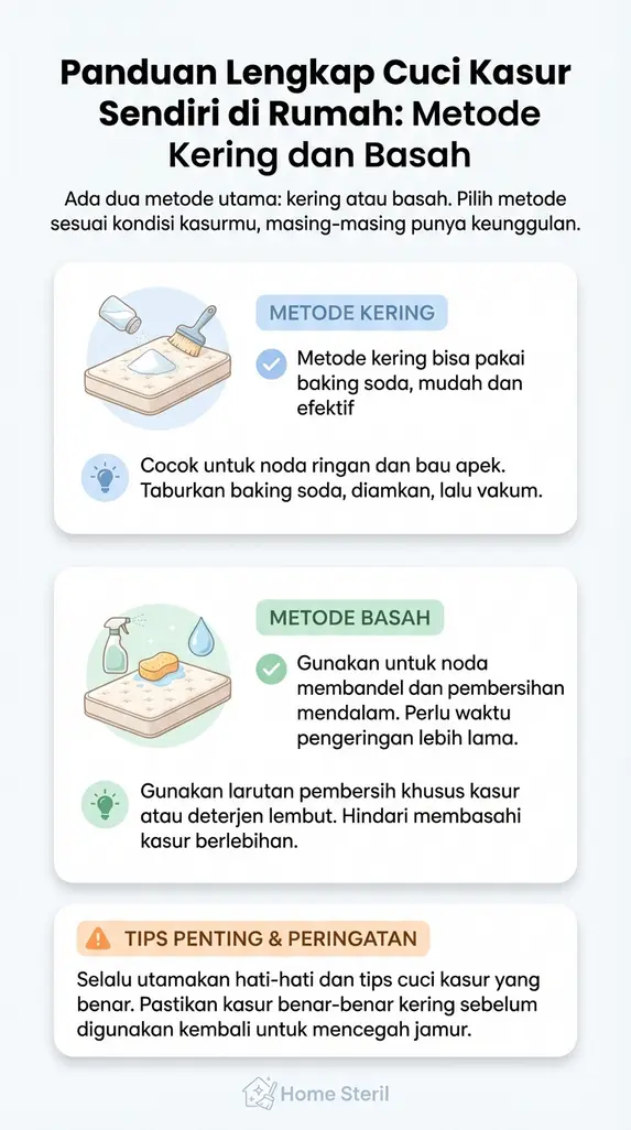 Panduan Lengkap Cuci Kasur Sendiri di Rumah: Metode Kering dan Basah