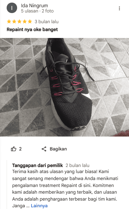 Review Pelanggan Repaint Sepatu di&nbsp;Sneakershoot.id 