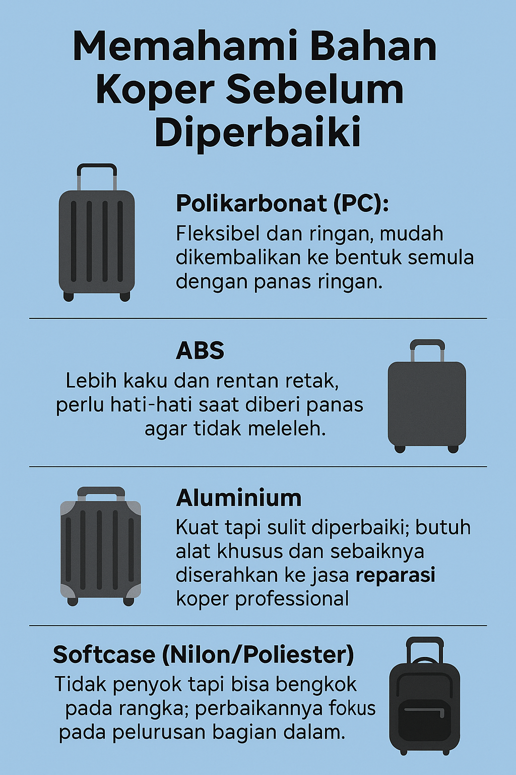 Memahami Bahan Koper Sebelum Diperbaiki