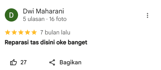 Rating Terkait Jasa Reparasi Tas