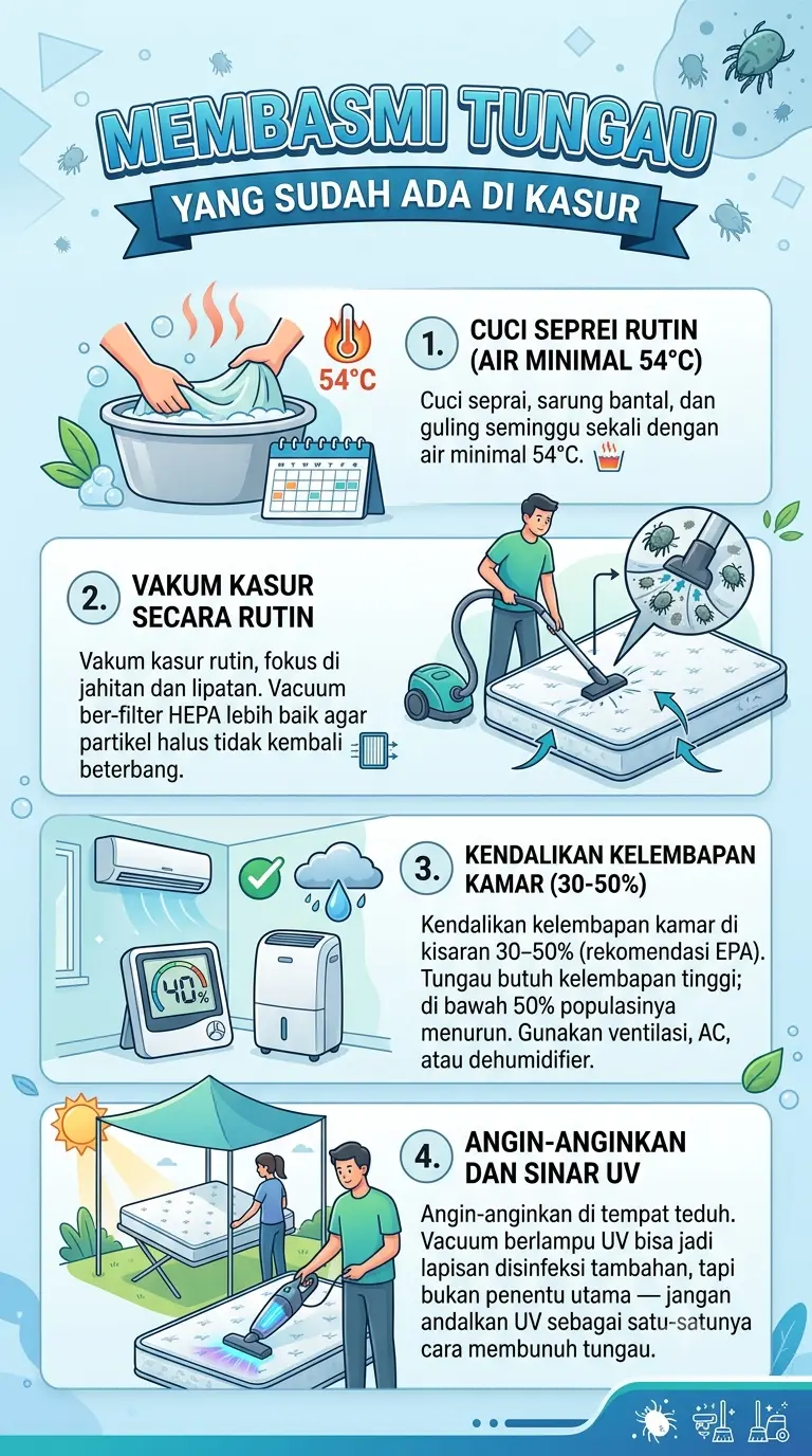 Infografik : Membasmi Tungau yang Sudah Ada di Kasur