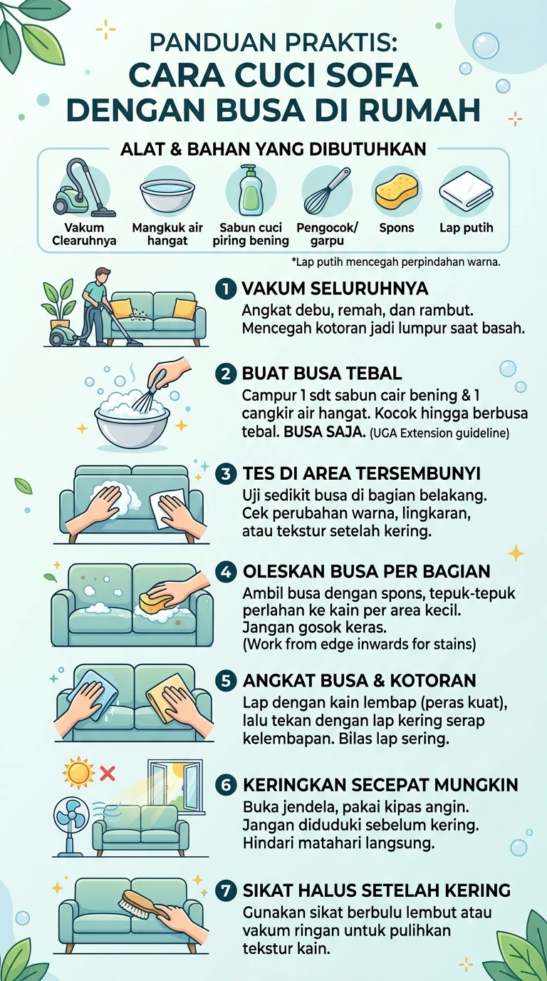 Infografik : Panduan Praktis : Cara Cuci Sofa Dengan Busa Dirumah