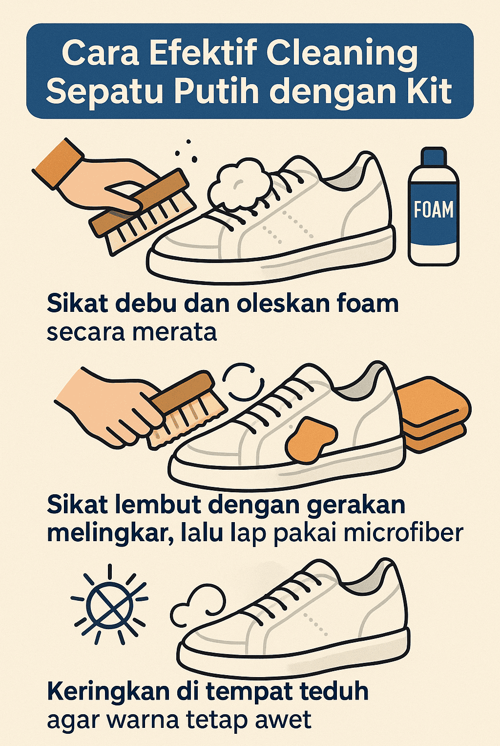 Infografik: Cara Efektif Cleaning Sepatu Putih dengan Kit