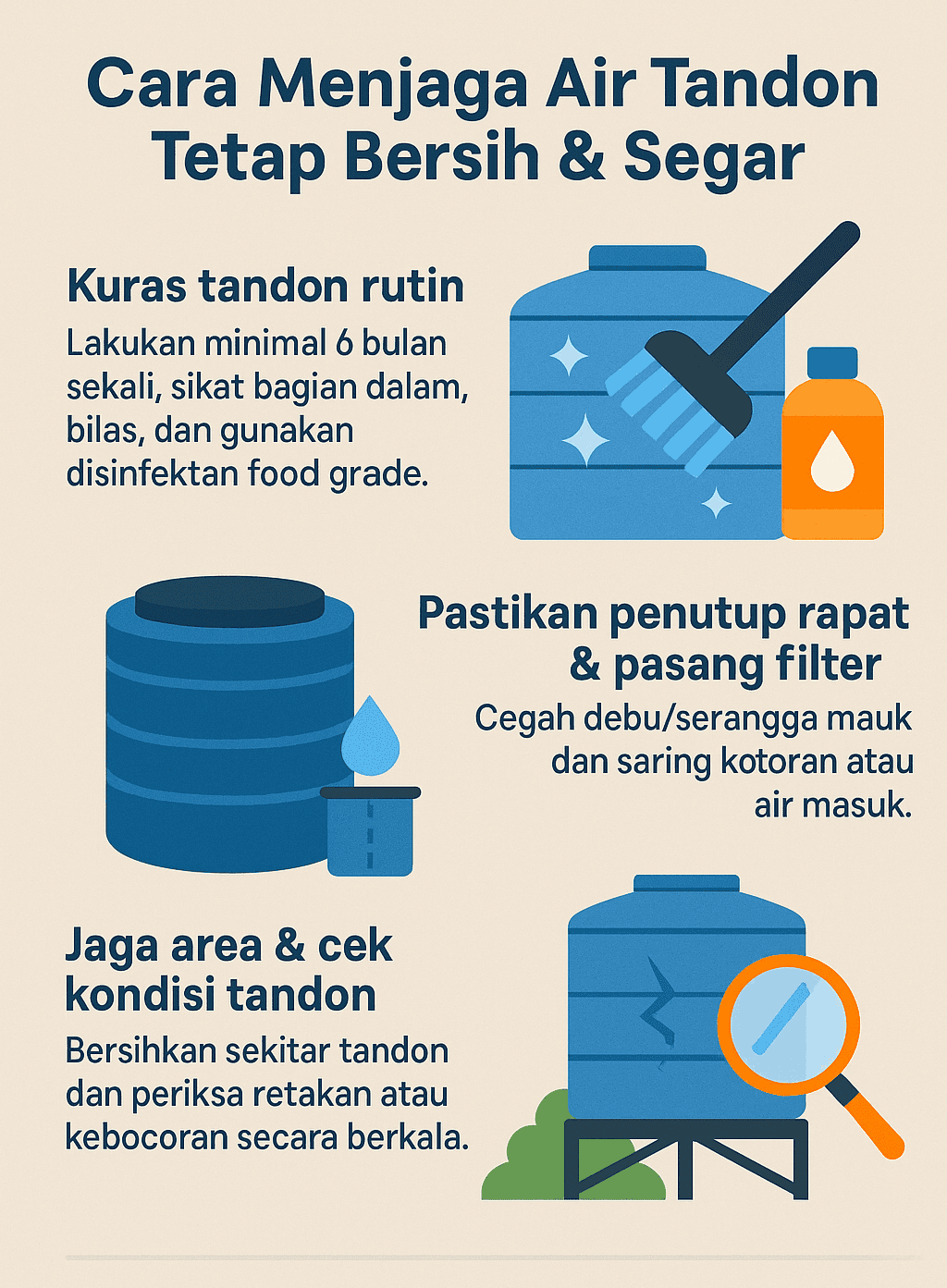 Infografik: Cara Menjaga Air Tandon Tetap Bersih dan Segar