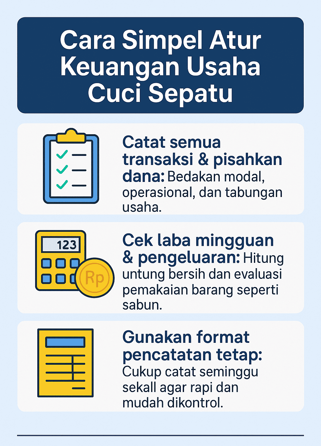 Infografik: Cara Simpel Atur Keuangan Usaha Cuci Sepatu