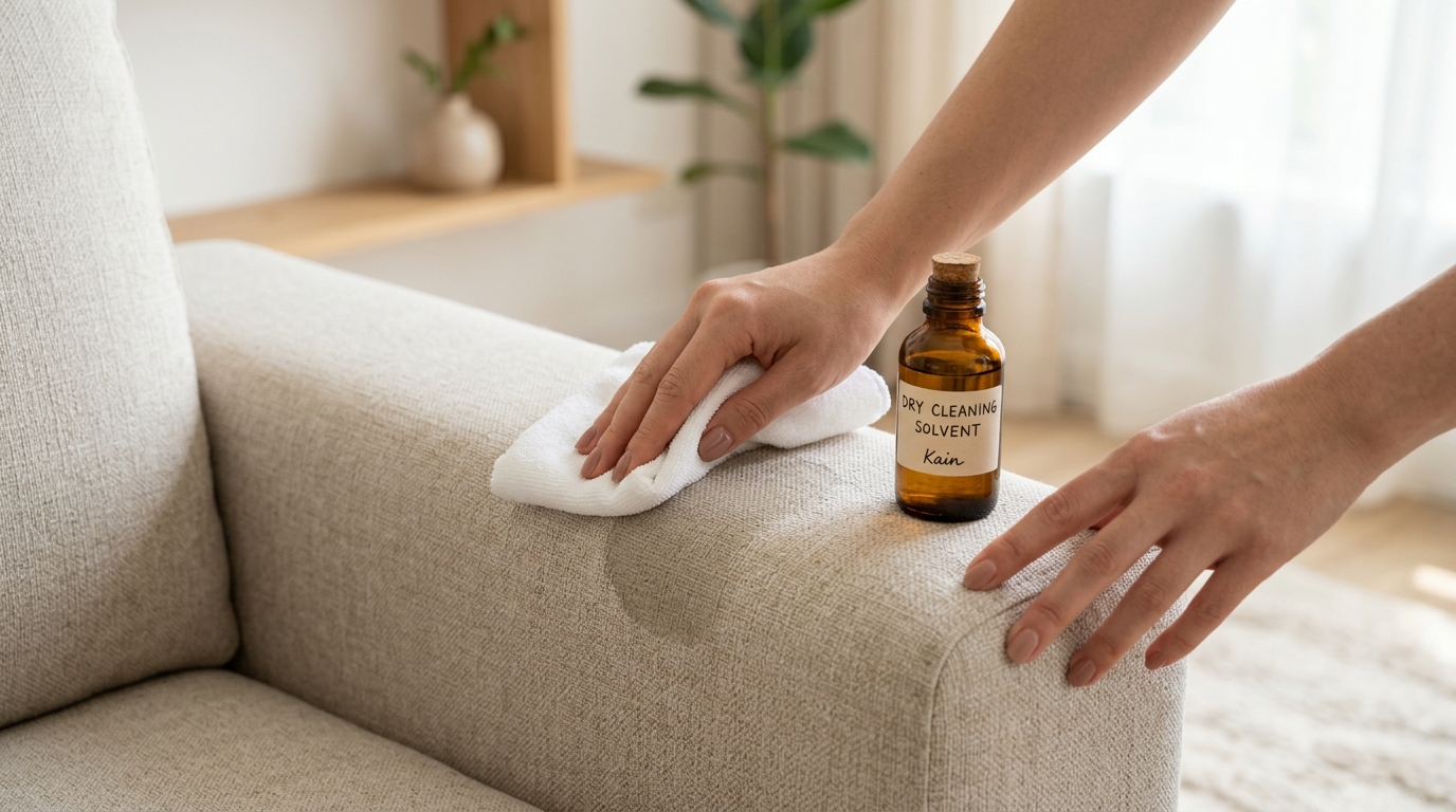 4. Menggunakan Pelarut Kering (Dry Cleaning Solvent) (untuk kain 'S' atau 'WS')