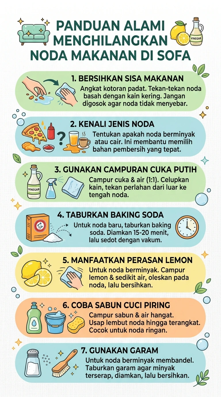 Infografik : Panduan Alami Menghilangkan Noda Makanan Di Sofa