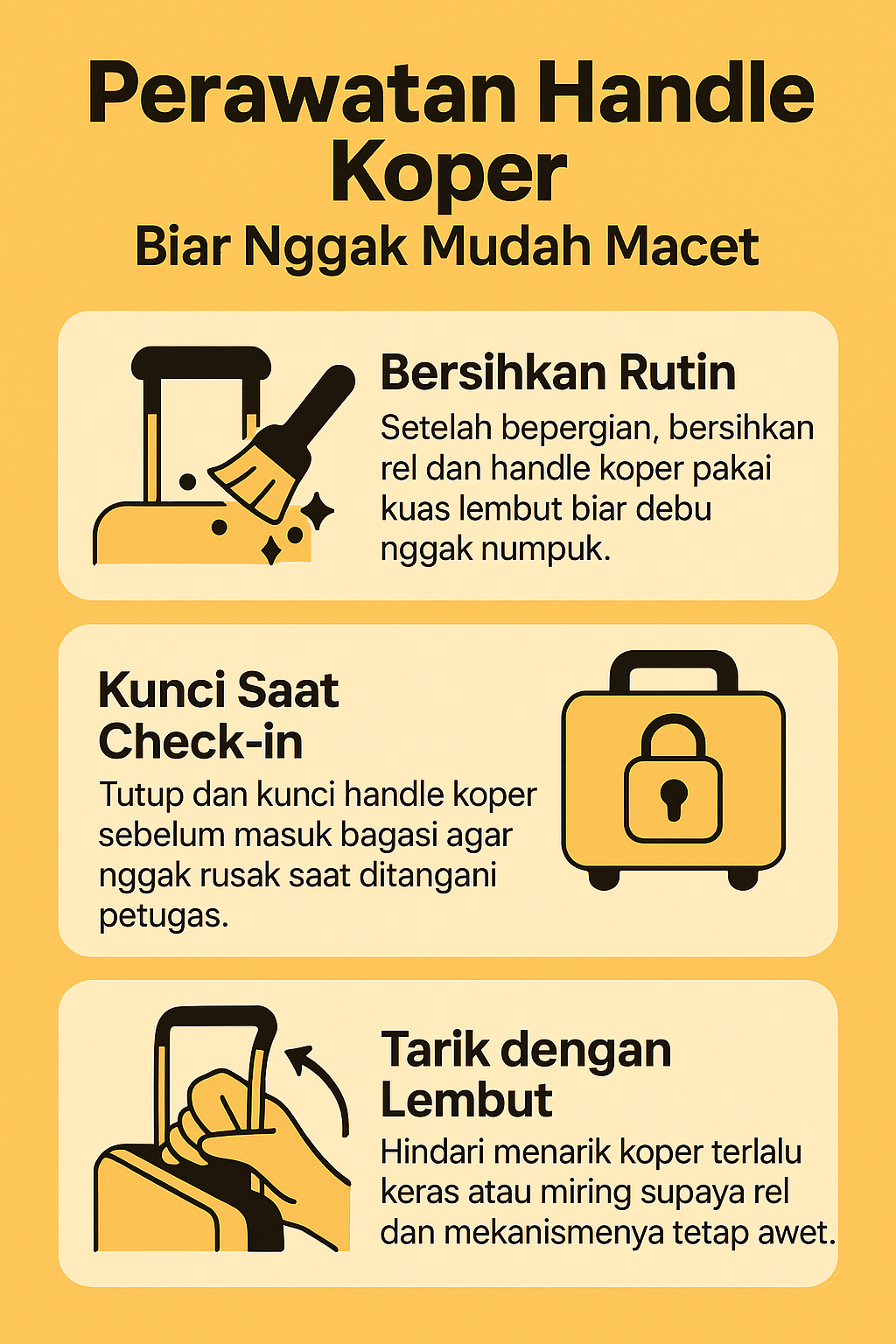 Perawatan Handle Koper Biar Nggak Mudah Macet