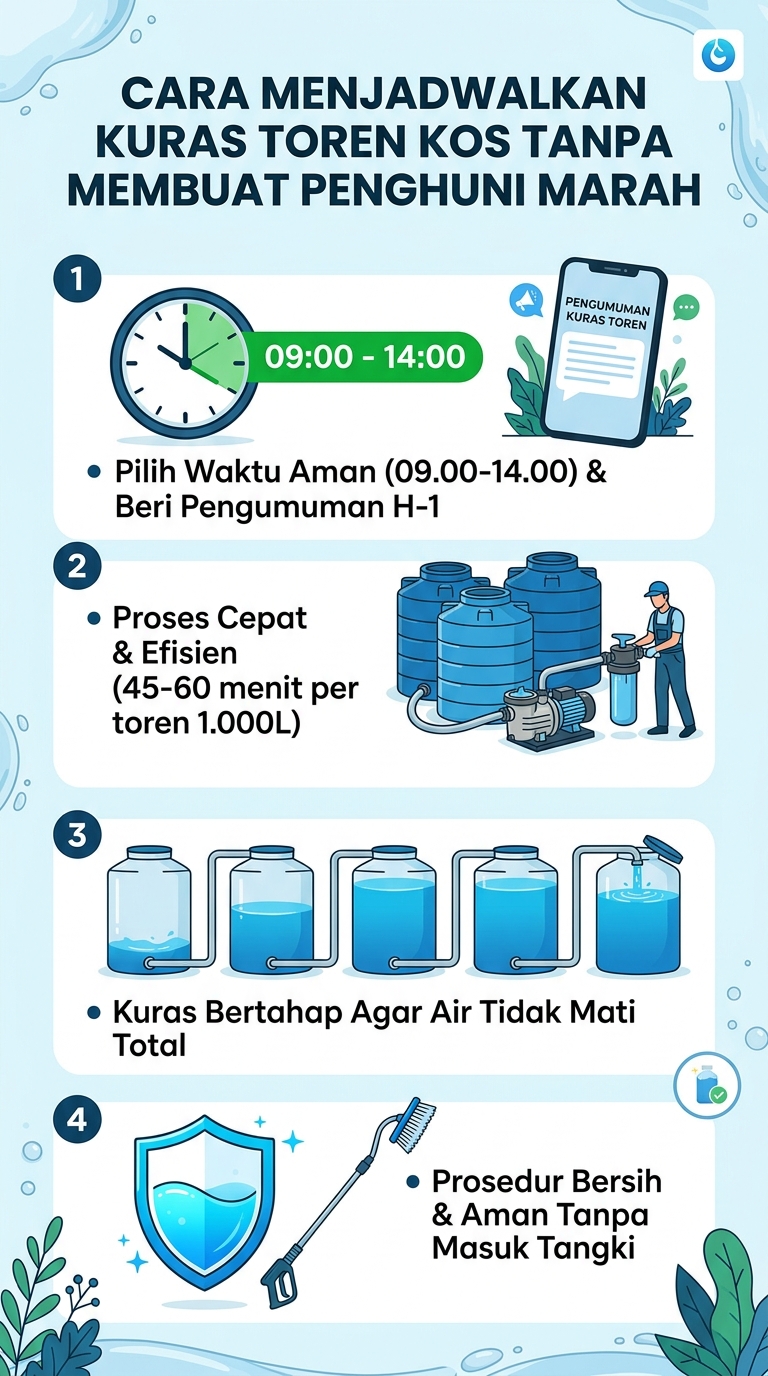 Infografik : Cara Menjadwalkan Kuras Toren Kos Tanpa Membuat Penghuni Marah