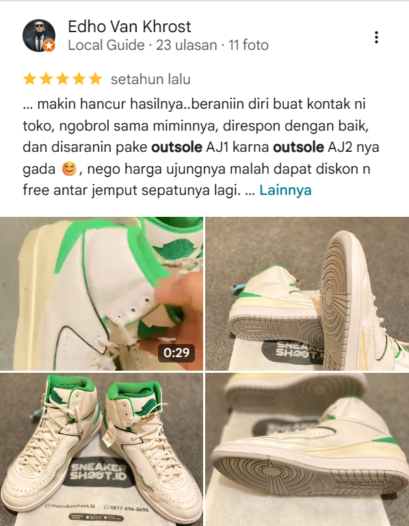 Testimoni Pelanggan Perbaiki Sole Sepatu di Sneakershoot.id
