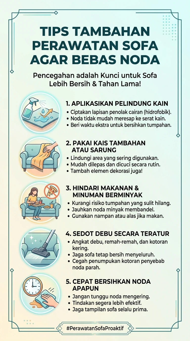 Infografik : Tips Tambahan Perawatan Sofa Agar Bebas Noda