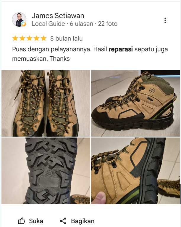 Rating Pelanggan Ganti Sol Sepatu di Sneakershoot