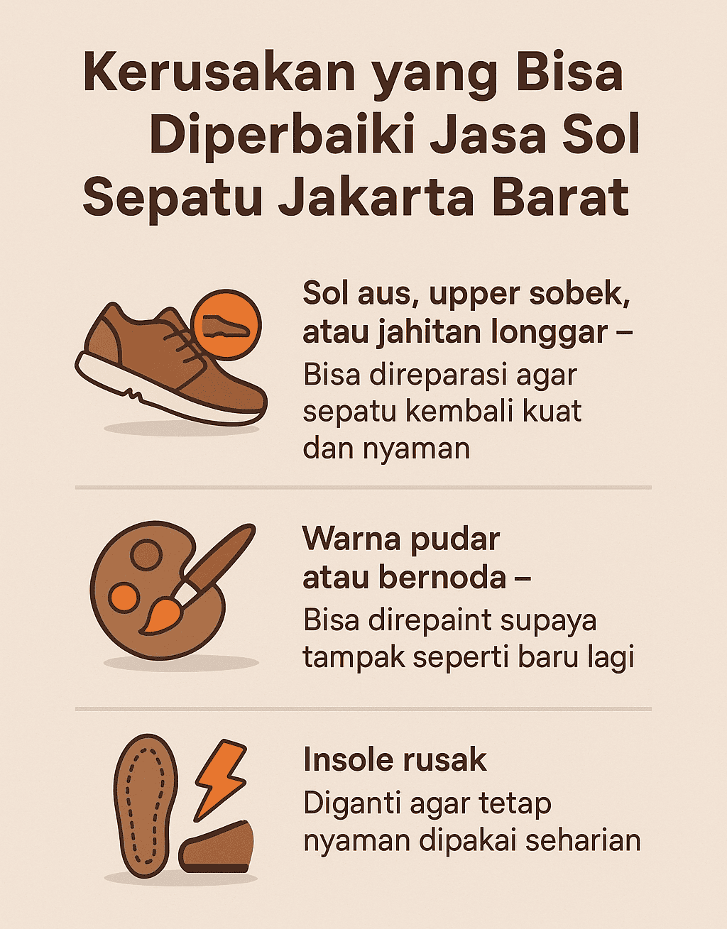 Infografik: Kerusakan yang Bisa Diperbaiki Jasa Sol Sepatu Jakarta Barat