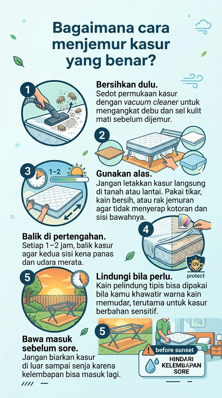 Infografik : Bagaimana cara menjemur kasur yang benar?