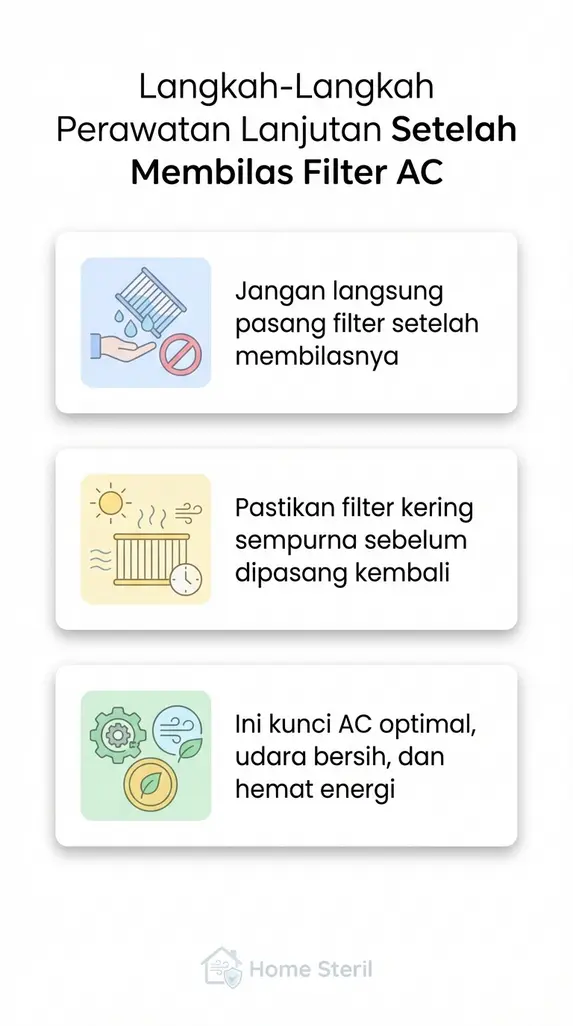 Langkah-Langkah Perawatan Lanjutan Setelah Membilas Filter AC