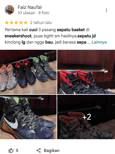 Review Pelanggan Laundry Sepatu di Sneakershoot.id