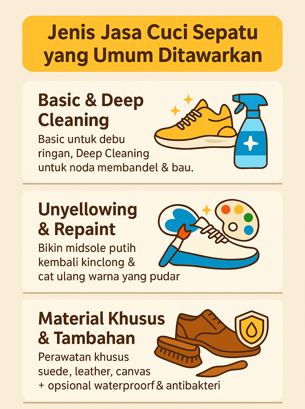 Infografik: Jenis Jasa Cuci Sepatu yang Umum Ditawarkan