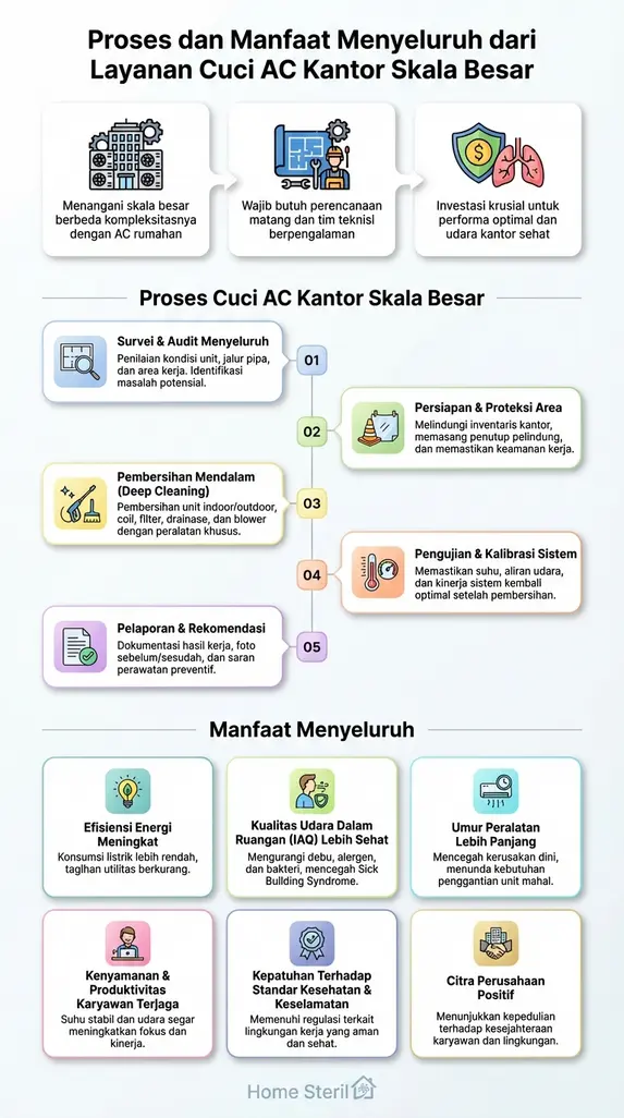 Proses dan Manfaat Menyeluruh dari Layanan Cuci AC Kantor Skala Besar