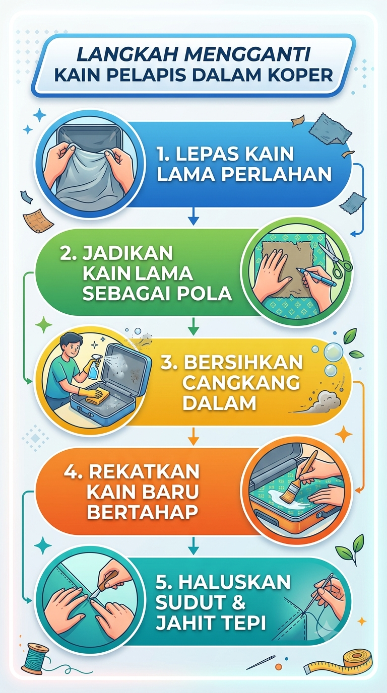 Infografik :Langkah Mengganti Kain Pelapis