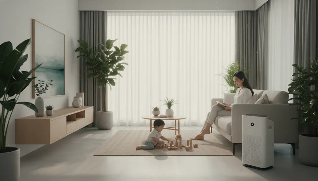 Proses pengecekan sensor laser PM2.5 pada air purifier Coway di area Surabaya - home-steril.com