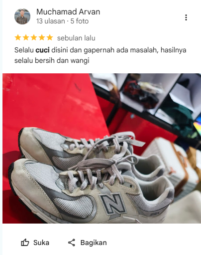 Ulasan Pelanggan Cuci Sepatu di Sneakershoot
