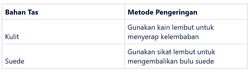 tips untuk mengeringkan tas Hermes
