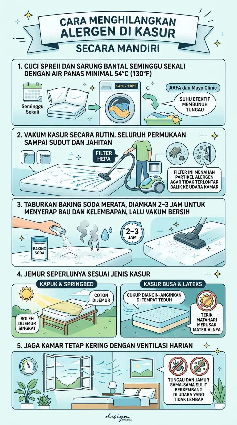 Inffografik : cara menghilangkan alergen di kasur secara mandiri