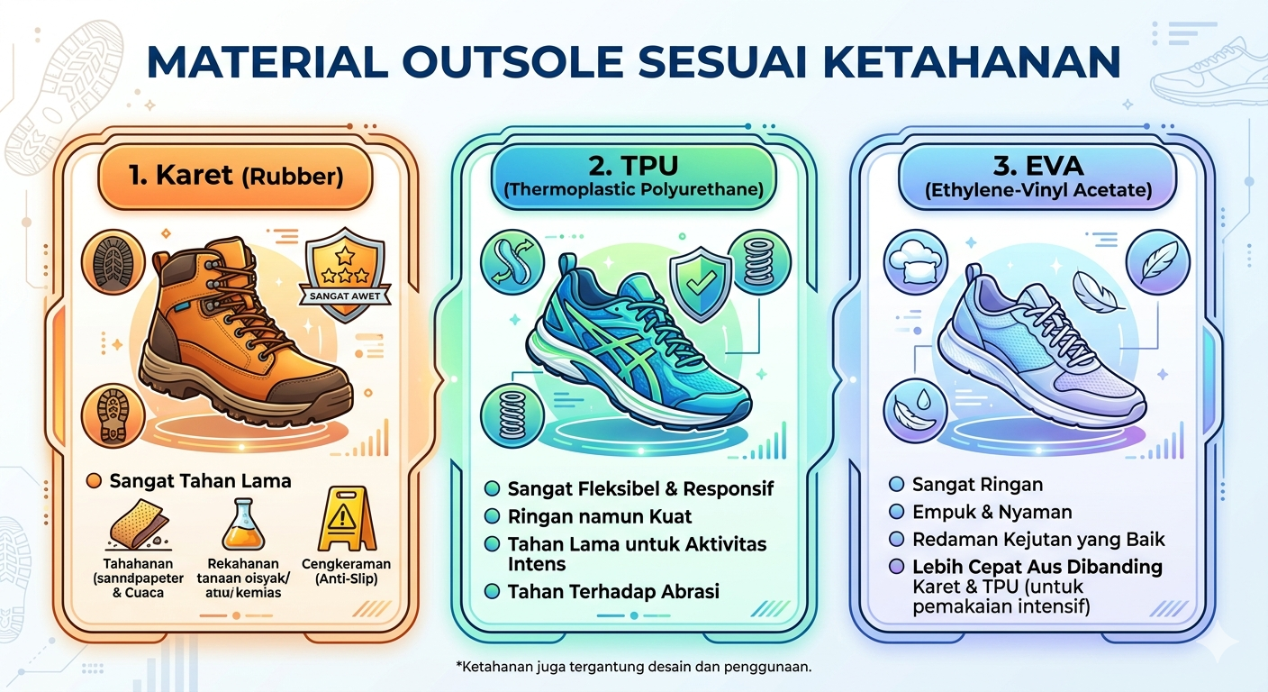 Infografik :Material Outsole Sesuai Ketahanan