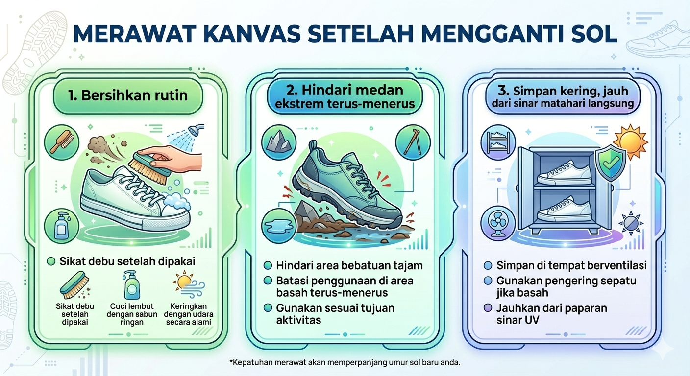 Infografik : Merawat Kanvas Setelah Mengganti sol