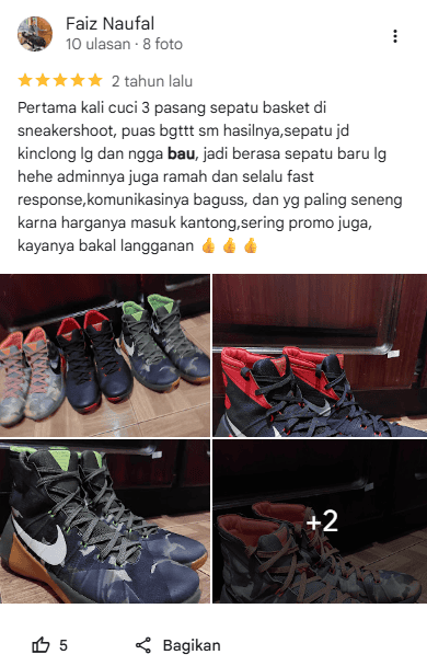 Review Pelanggan Cuci Sepatu di Sneakershoot.id