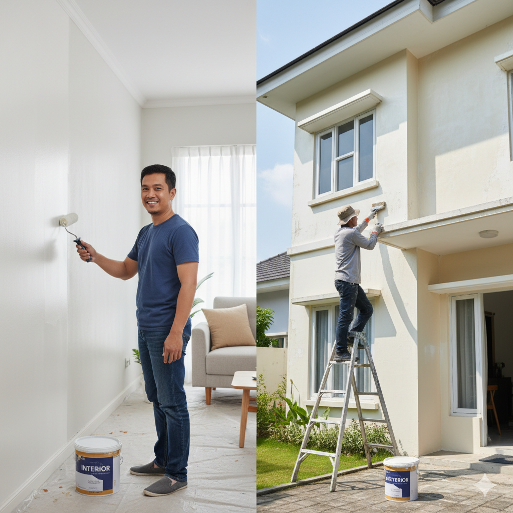 Pertimbangkan Jenis Cat Berdasarkan Area Aplikasi (Interior vs. Eksterior)